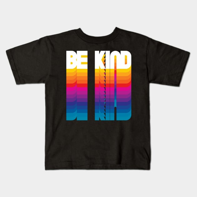 Retro Be Kind Proud Name Personalized Gift Rainbow Style Kids T-Shirt by Time Travel Style